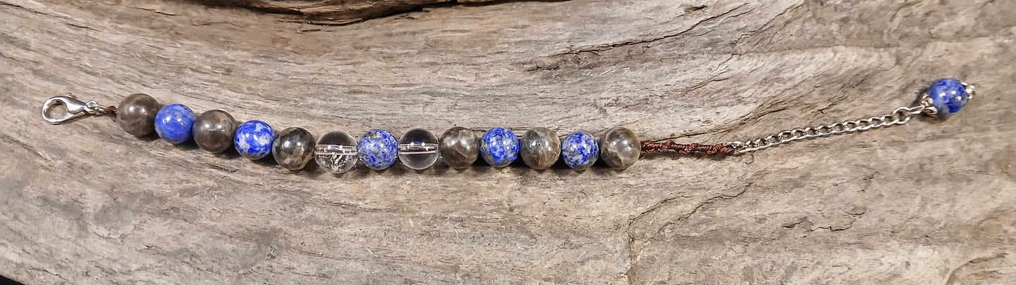 Lapis Lazuli, Clear Quartz and Coffee Spectralite