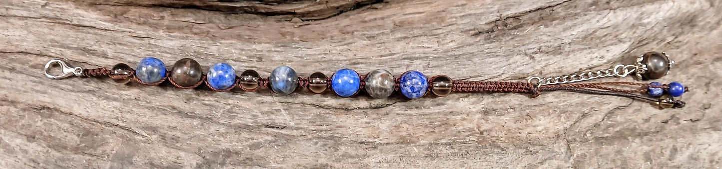 Labradorite, Lapis Lazuli, Coffee Spectralite & Smokey Quartz