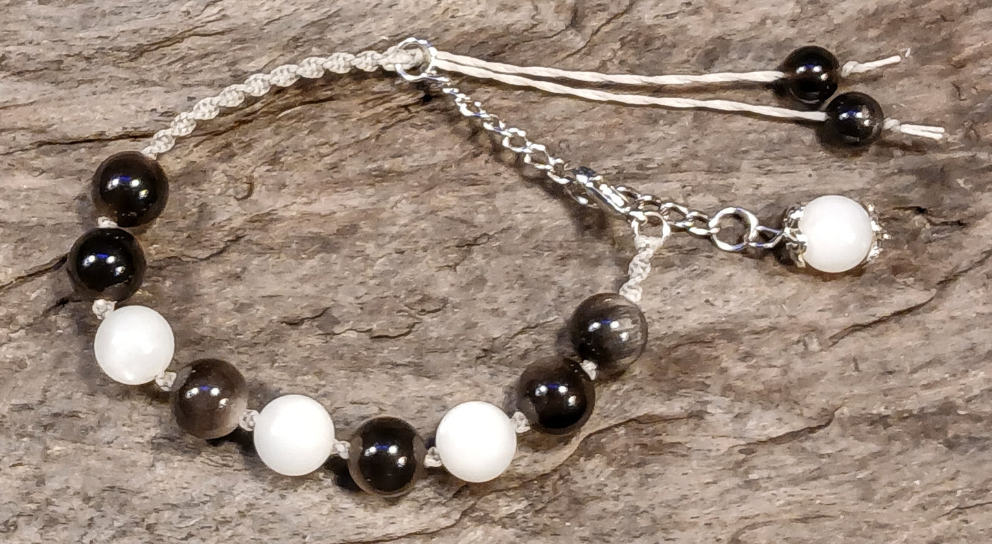 Silver Sheen Obsidian and White Moonstone