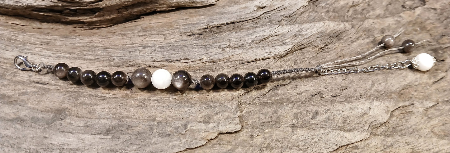 White Moonstone and Silver Sheen Obsidian