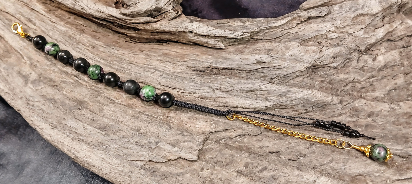 Ruby in Zoisite & Rainbow Obsidian