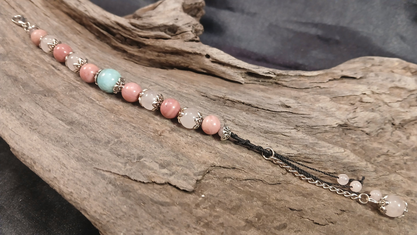 Amazonite, Rhodonite & Rose Quartz