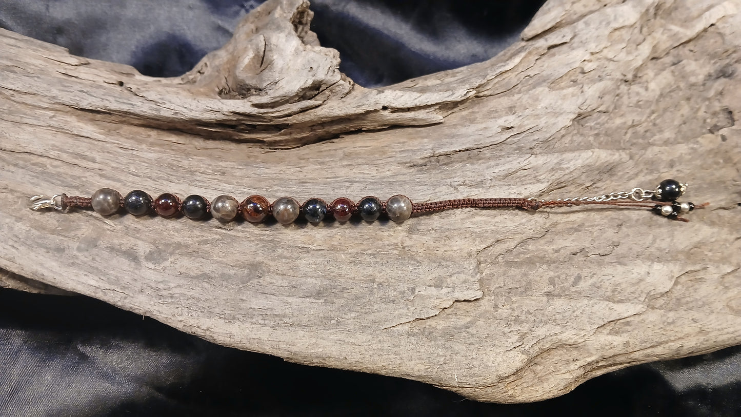 Garnet, Arfvedsonite, Coffee Spectralite & Smokey Quartz