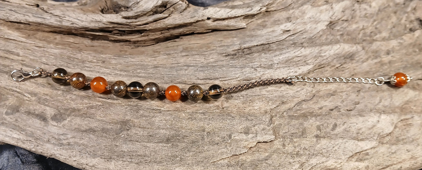 Smokey Quartz, Bronzite & Carnelian