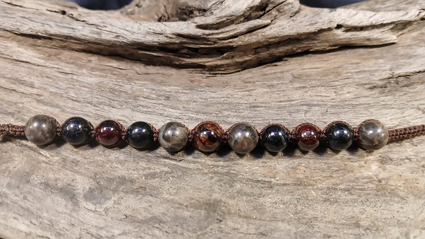 Garnet, Arfvedsonite, Coffee Spectralite & Smokey Quartz
