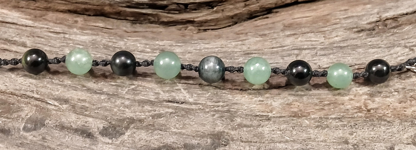 Eagle Eye, Rainbow Obsidian and Adventurine