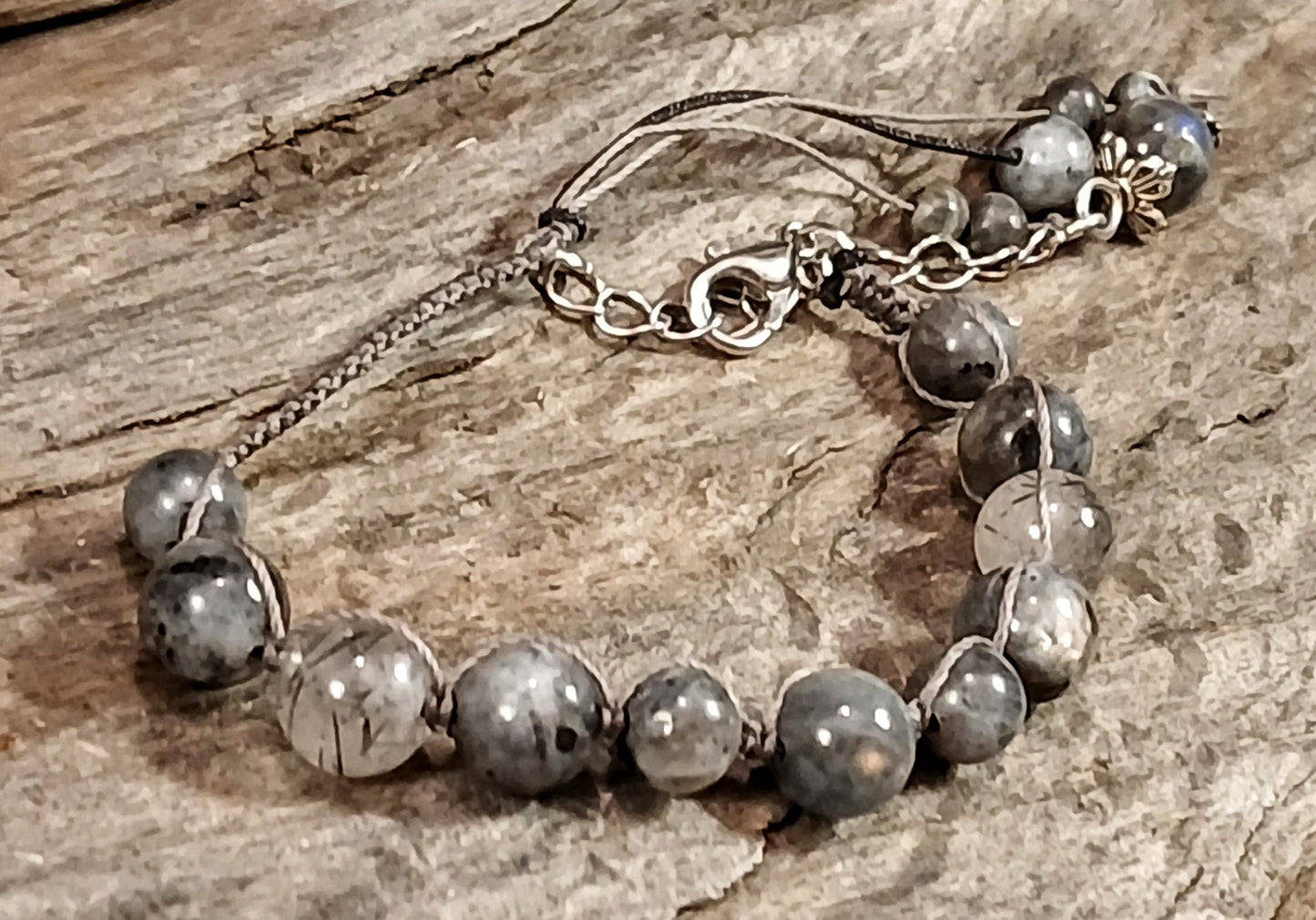 Labradorite, Larvikite and Tormalated Quartz