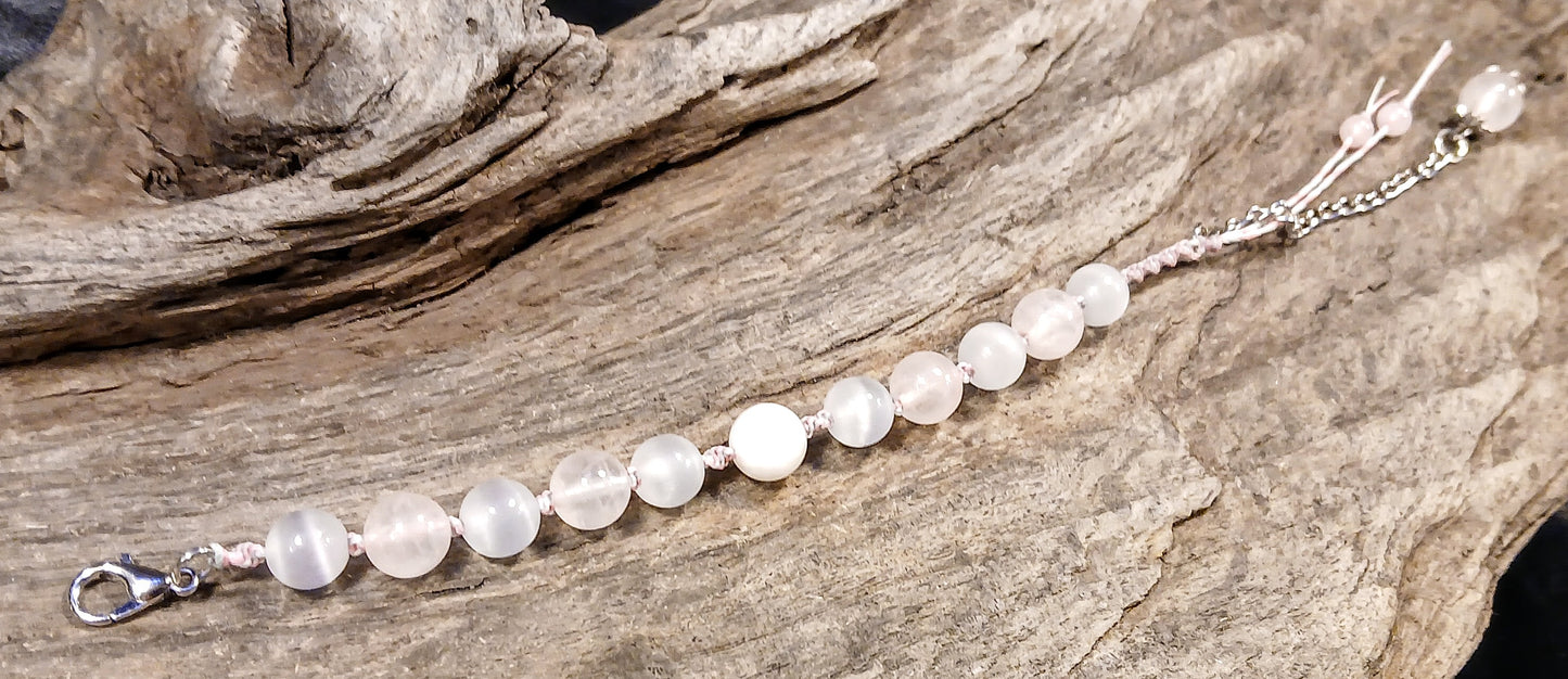 White Moonstone, Rose Quartz and Satin Spar