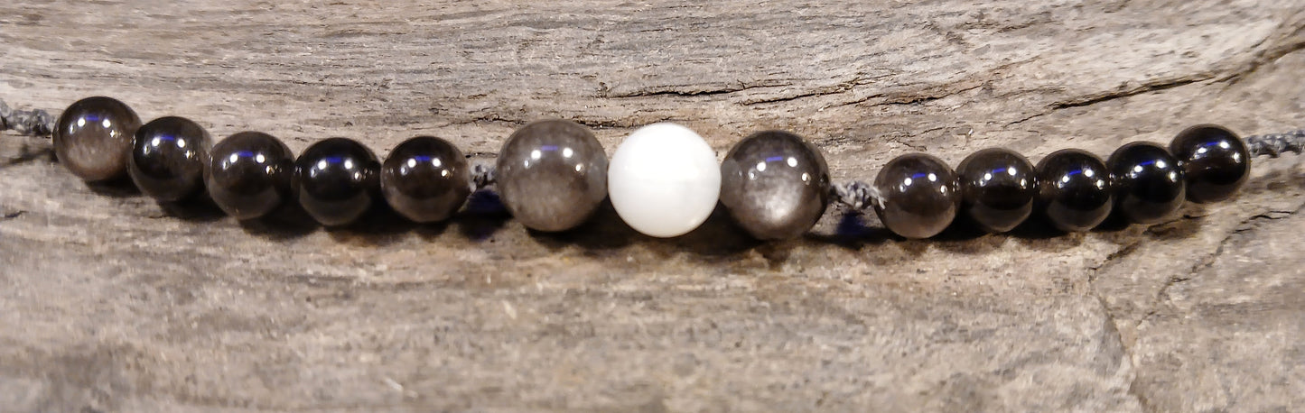 White Moonstone and Silver Sheen Obsidian
