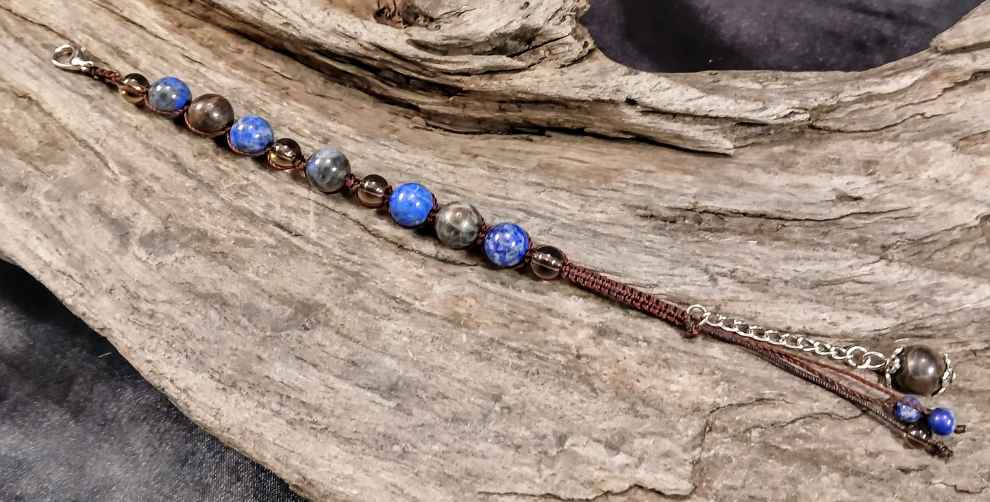 Labradorite, Lapis Lazuli, Coffee Spectralite & Smokey Quartz