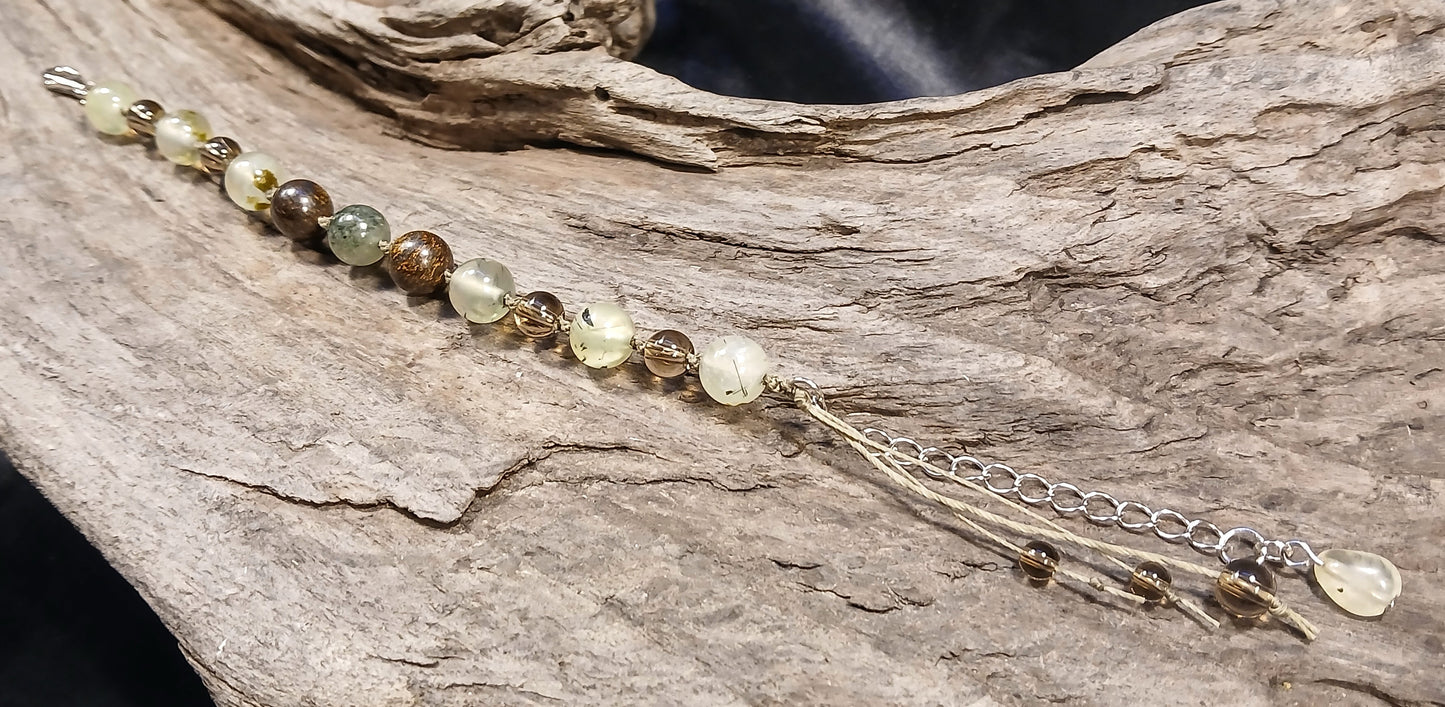 Prehnite with Epidote, Bronzite & Smokey Quartz