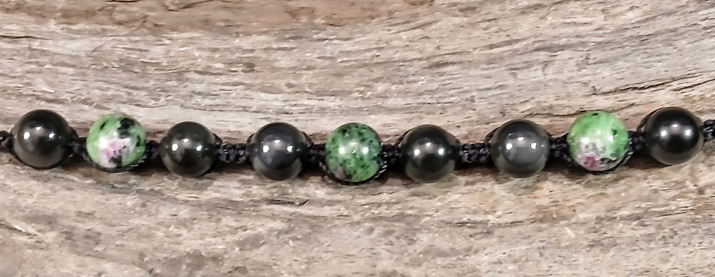 Ruby in Zoisite & Rainbow Obsidian