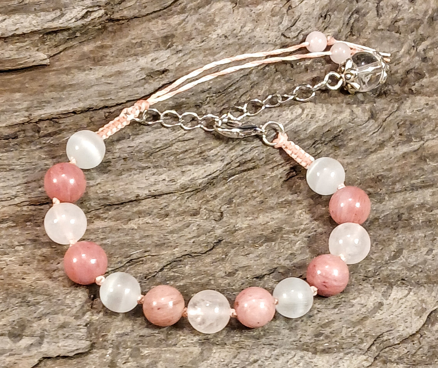 Rose Quartz, Rhodonite, Satin Spar & Himalayan Quartz