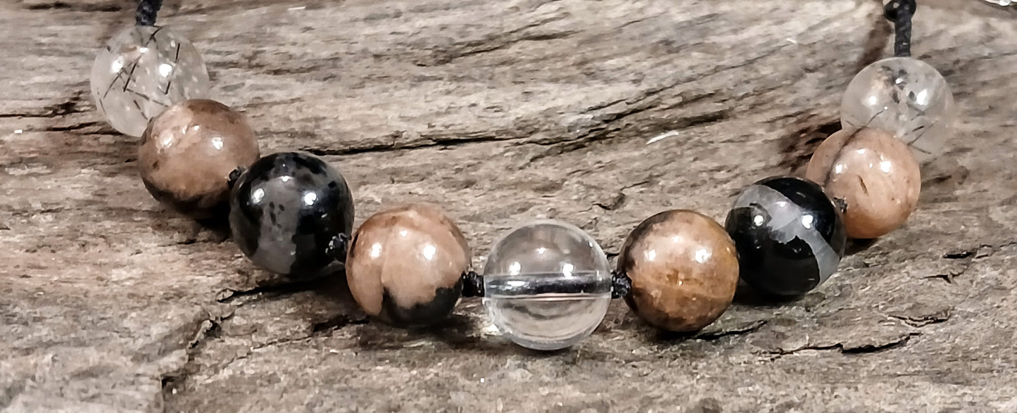 Chiastolite, Black Tormaline with Quartz Inclusions, Tormalated Quartz, Clear Himalayan Quartz & Milky Quartz