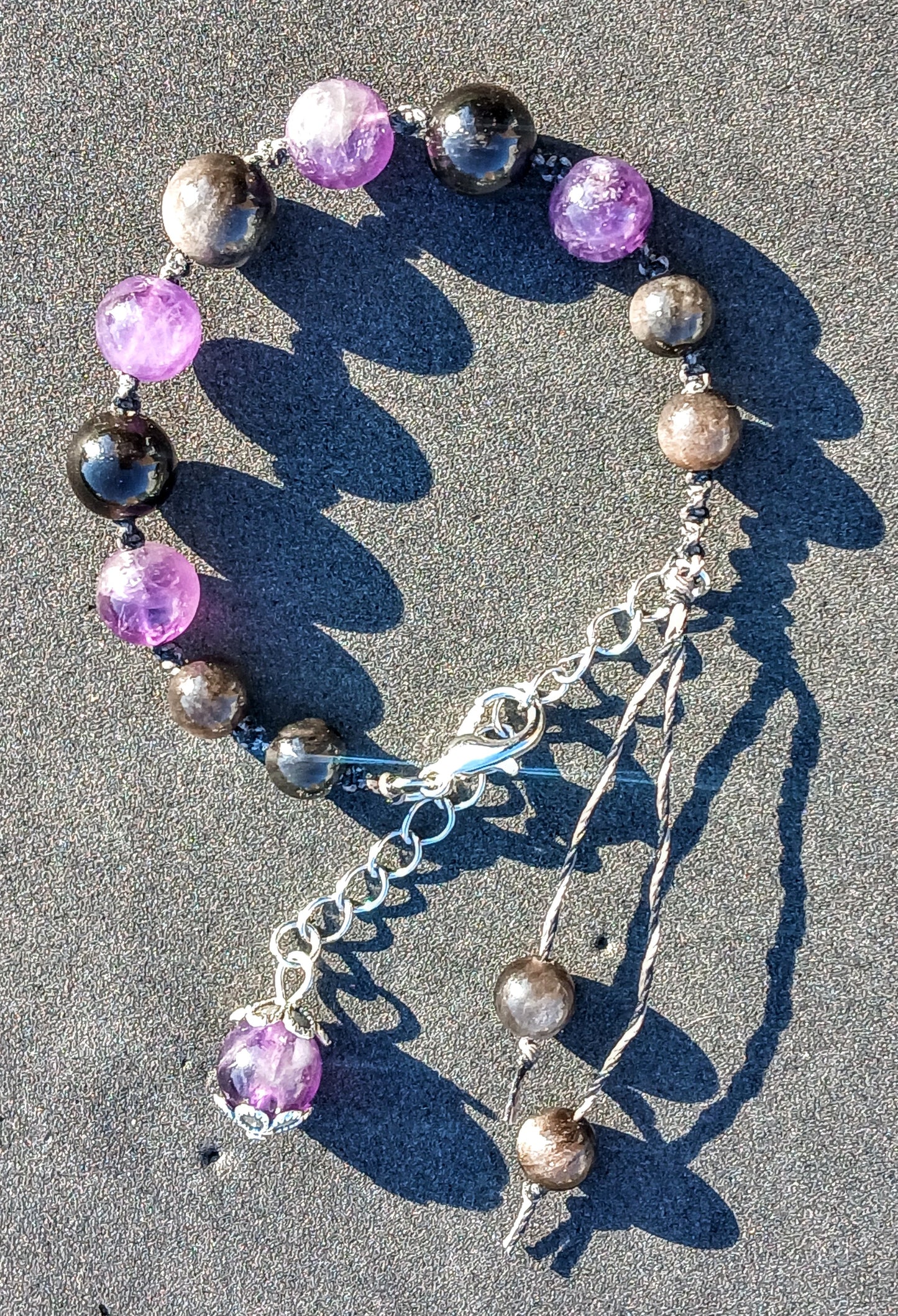 Amethyst and Silver Sheen Obsidian