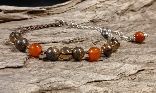 Smokey Quartz, Bronzite & Carnelian
