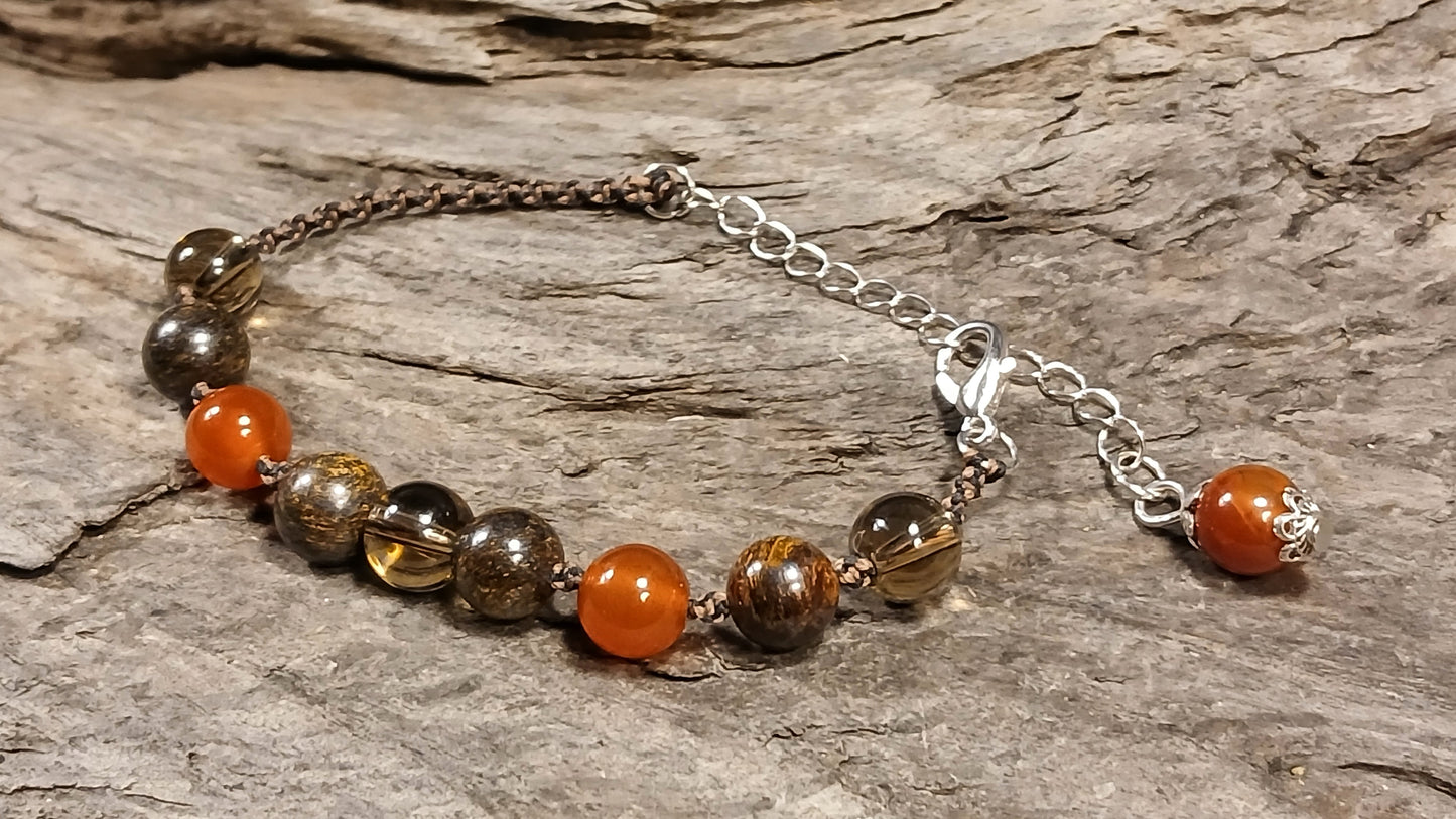 Smokey Quartz, Bronzite & Carnelian