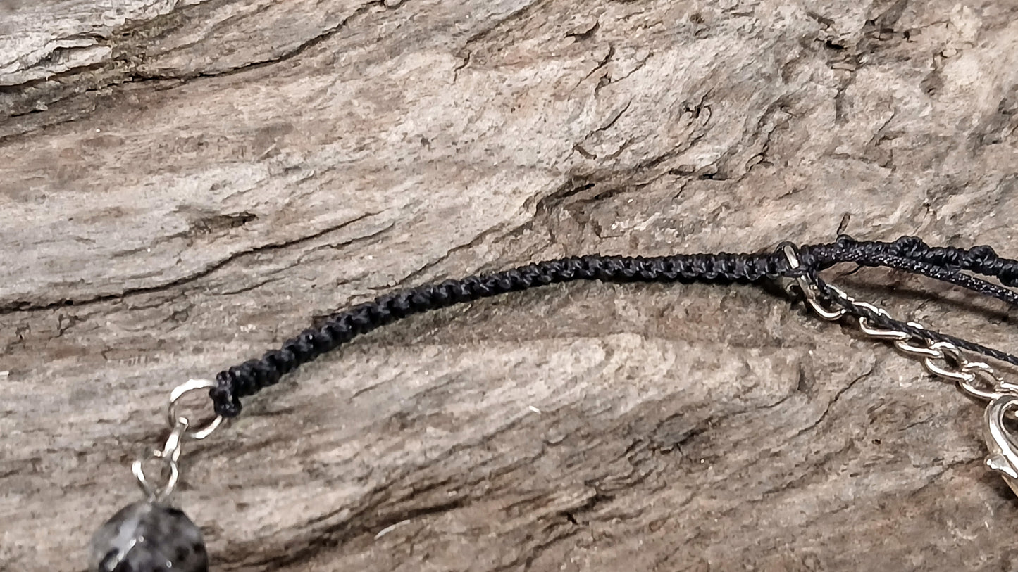 Celtic Clover Knot, Black Tormaline & Larvikite
