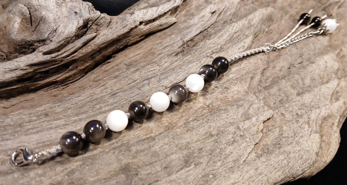 Silver Sheen Obsidian and White Moonstone