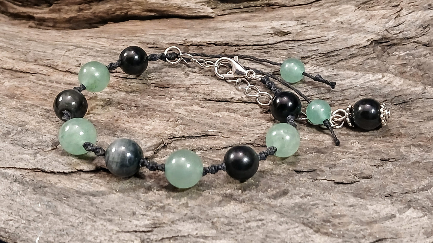 Eagle Eye, Rainbow Obsidian and Adventurine