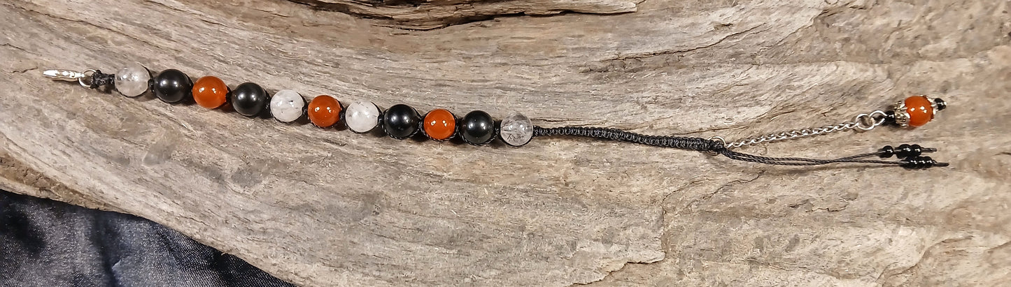 Carnelian, Tormalated Quartz & Rainbow Obsidian