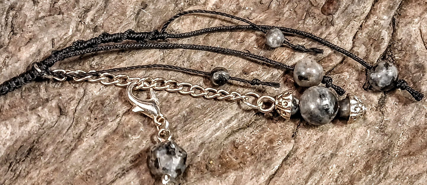Celtic Clover Knot, Black Tormaline & Larvikite