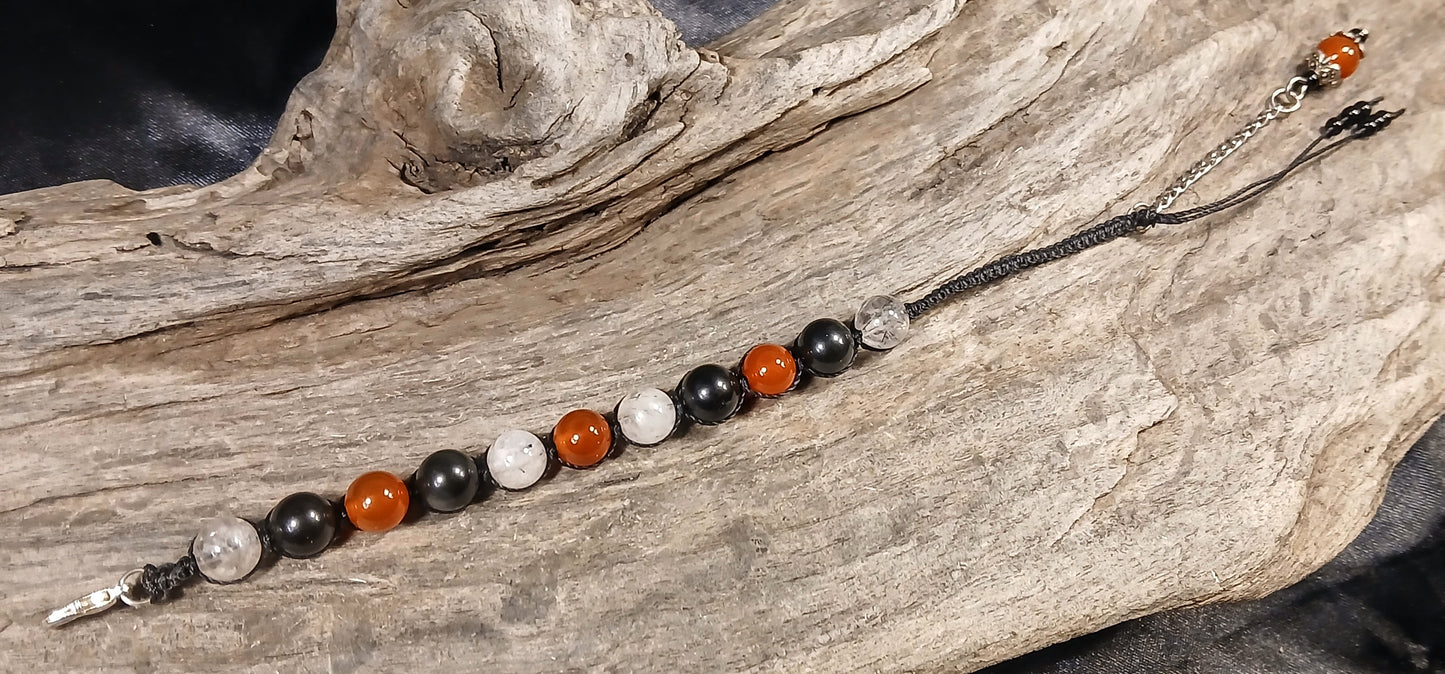 Carnelian, Tormalated Quartz & Rainbow Obsidian