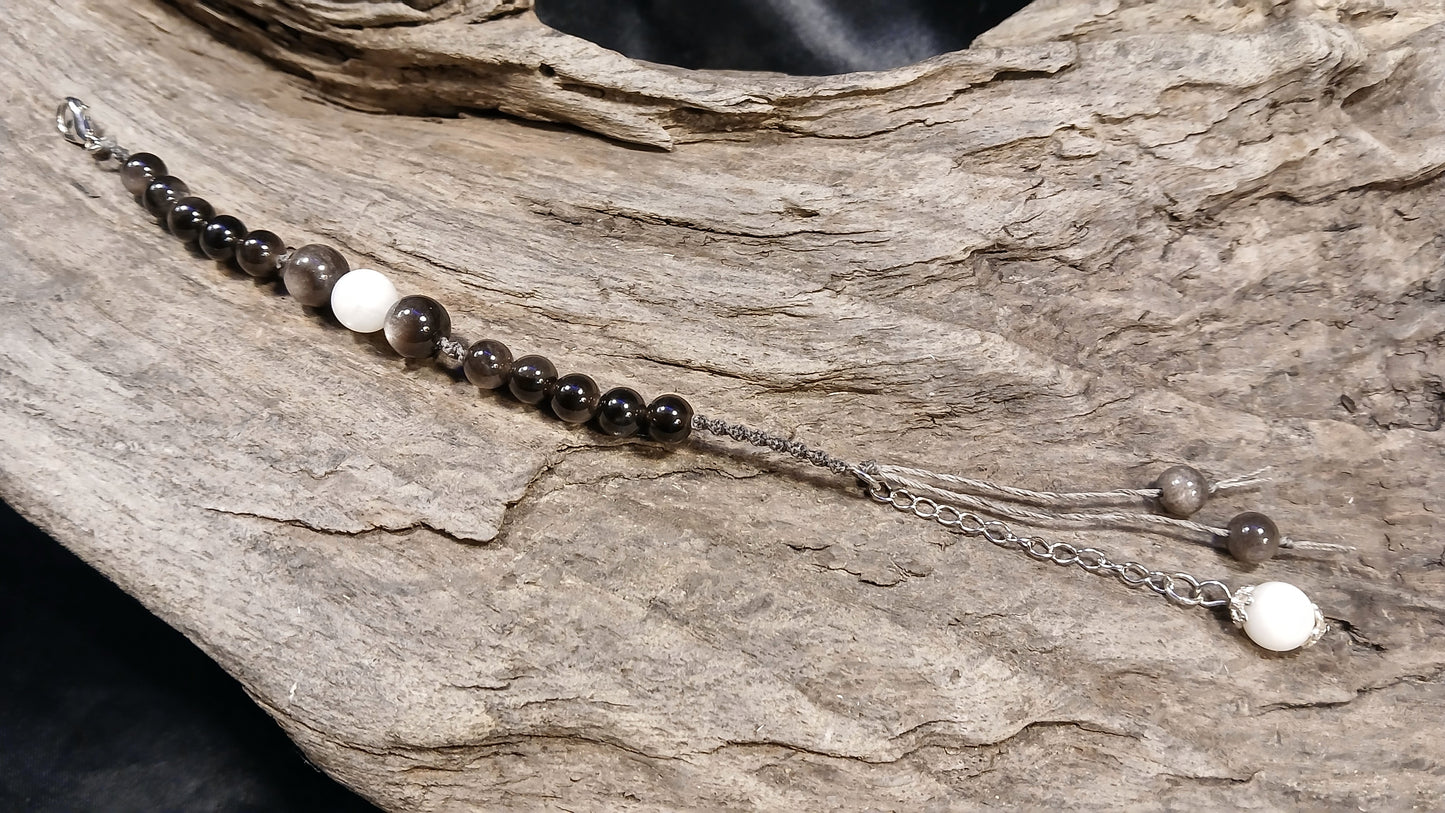 White Moonstone and Silver Sheen Obsidian