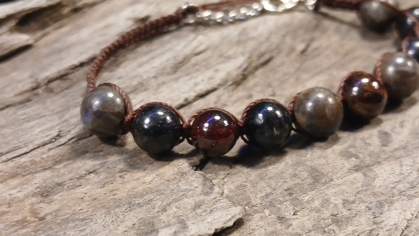 Garnet, Arfvedsonite, Coffee Spectralite & Smokey Quartz