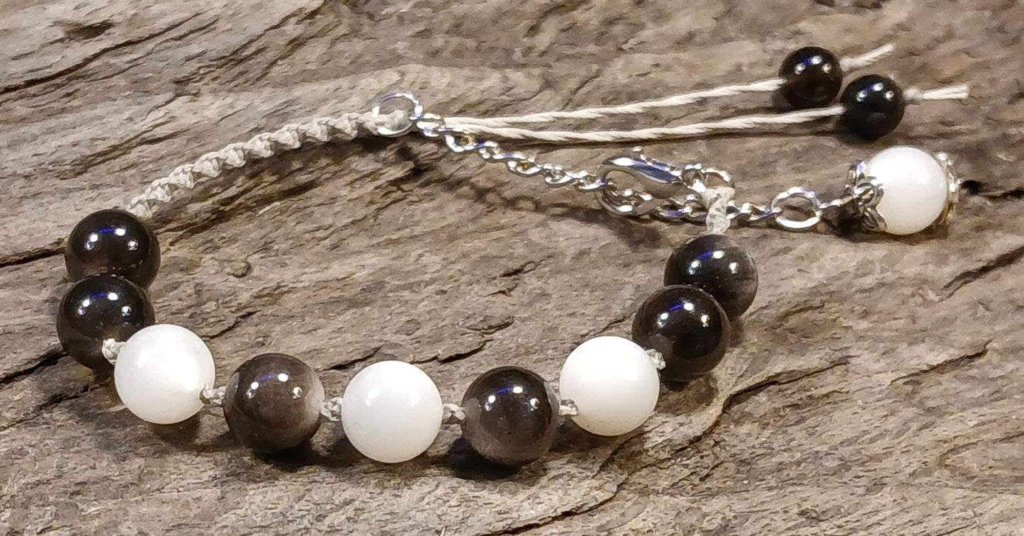 Silver Sheen Obsidian and White Moonstone
