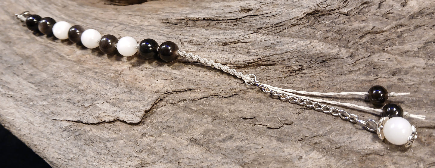 Silver Sheen Obsidian and White Moonstone