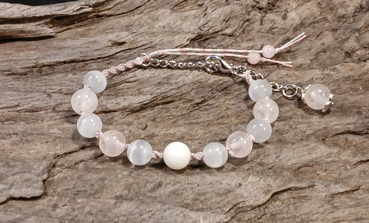 White Moonstone, Rose Quartz and Satin Spar