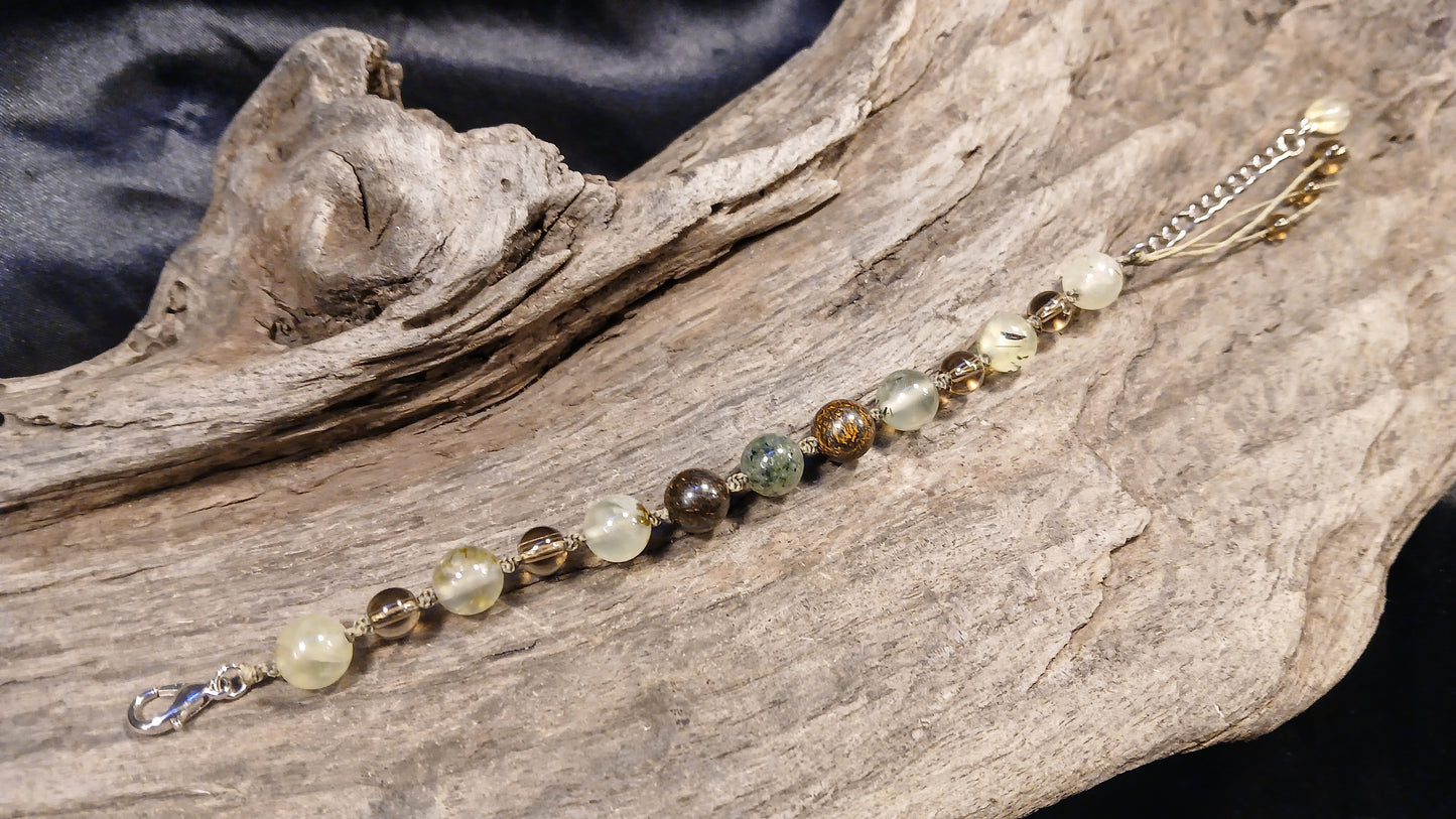 Prehnite with Epidote, Bronzite & Smokey Quartz