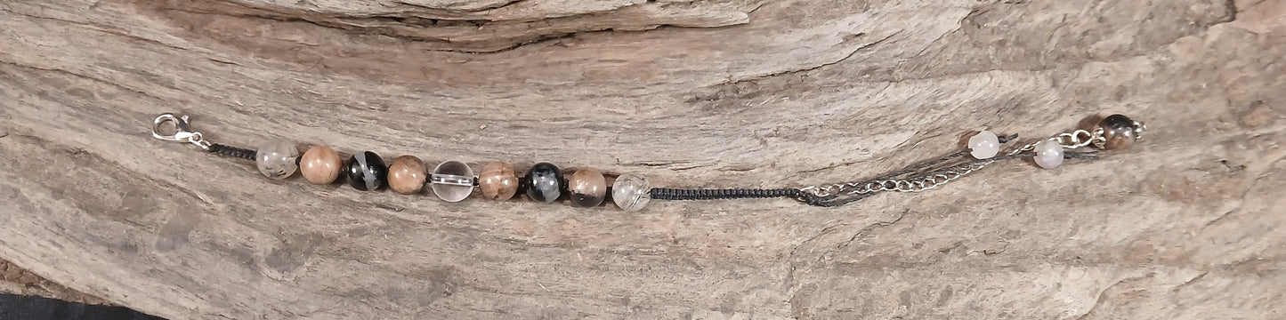 Chiastolite, Black Tormaline with Quartz Inclusions, Tormalated Quartz, Clear Himalayan Quartz & Milky Quartz