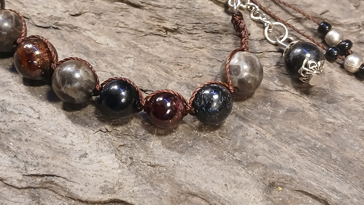 Garnet, Arfvedsonite, Coffee Spectralite & Smokey Quartz