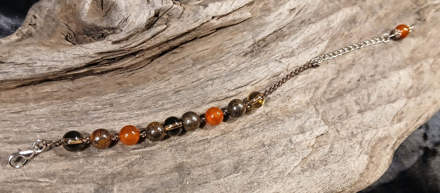 Smokey Quartz, Bronzite & Carnelian