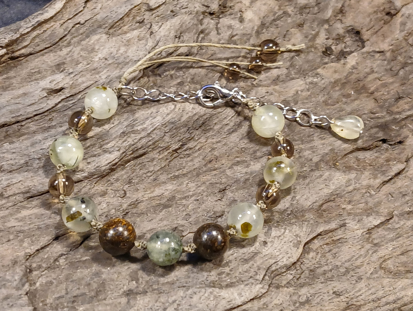 Prehnite with Epidote, Bronzite & Smokey Quartz