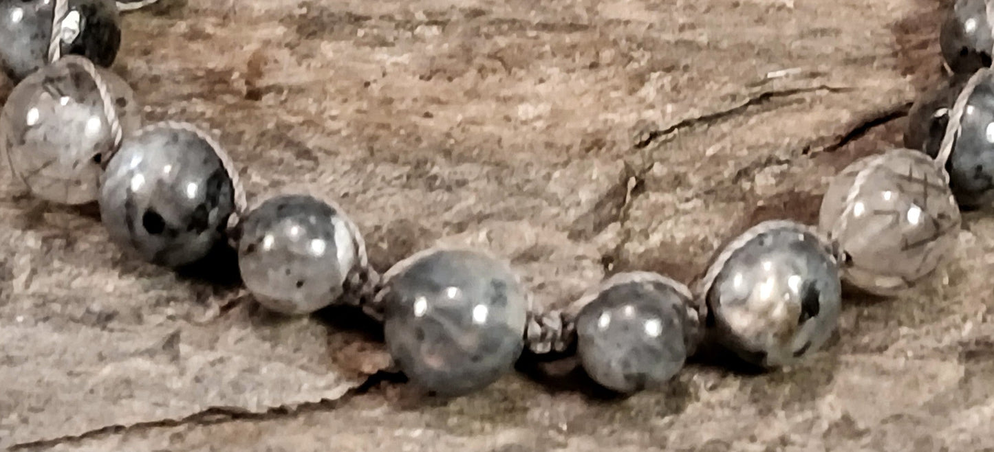 Labradorite, Larvikite and Tormalated Quartz