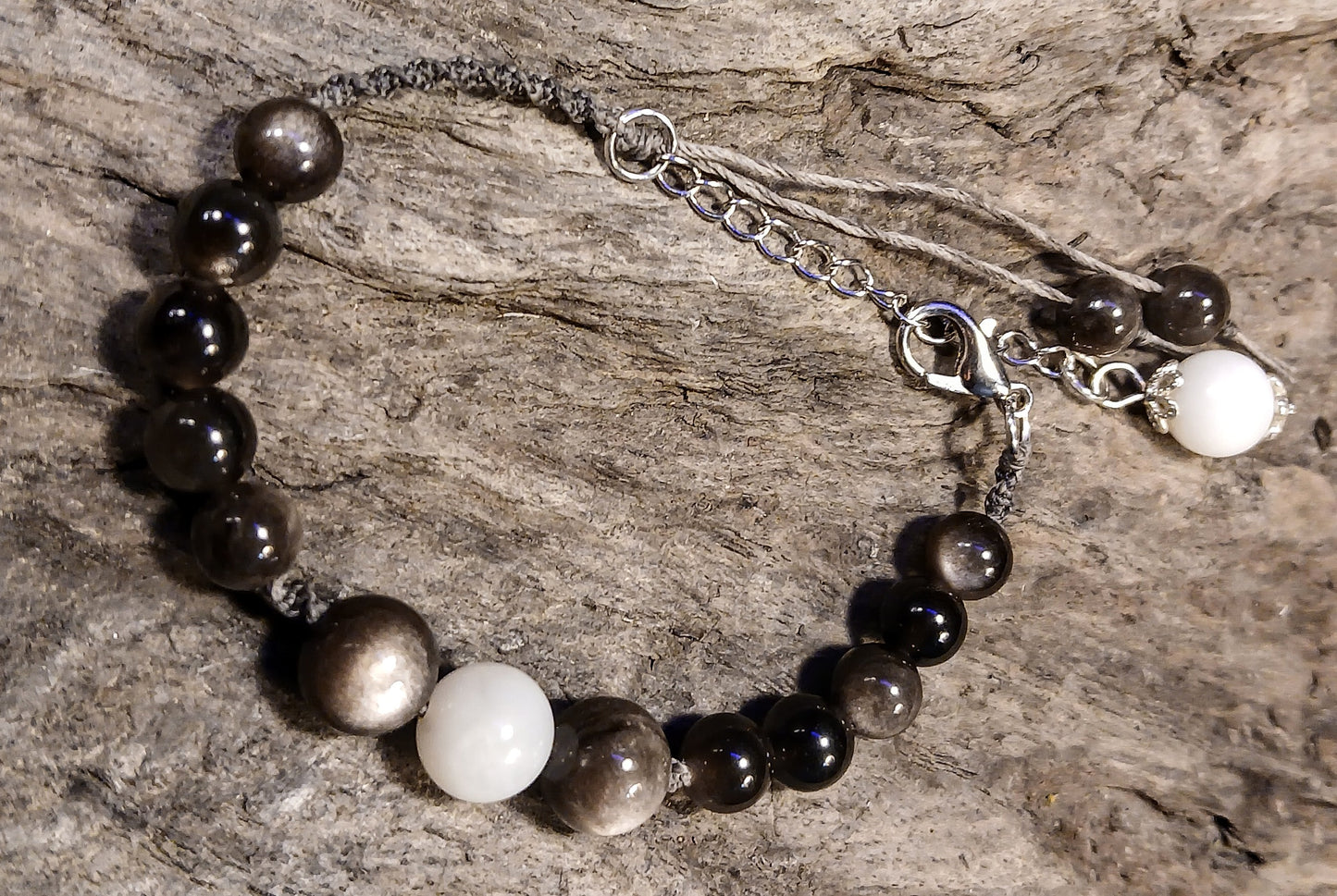 White Moonstone and Silver Sheen Obsidian