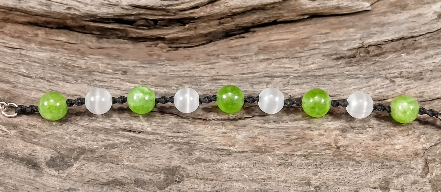 Peridot & Satin Spar