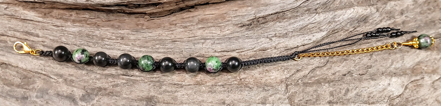 Ruby in Zoisite & Rainbow Obsidian