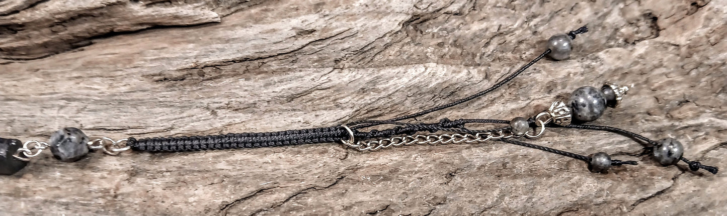 Celtic Clover Knot, Black Tormaline & Larvikite