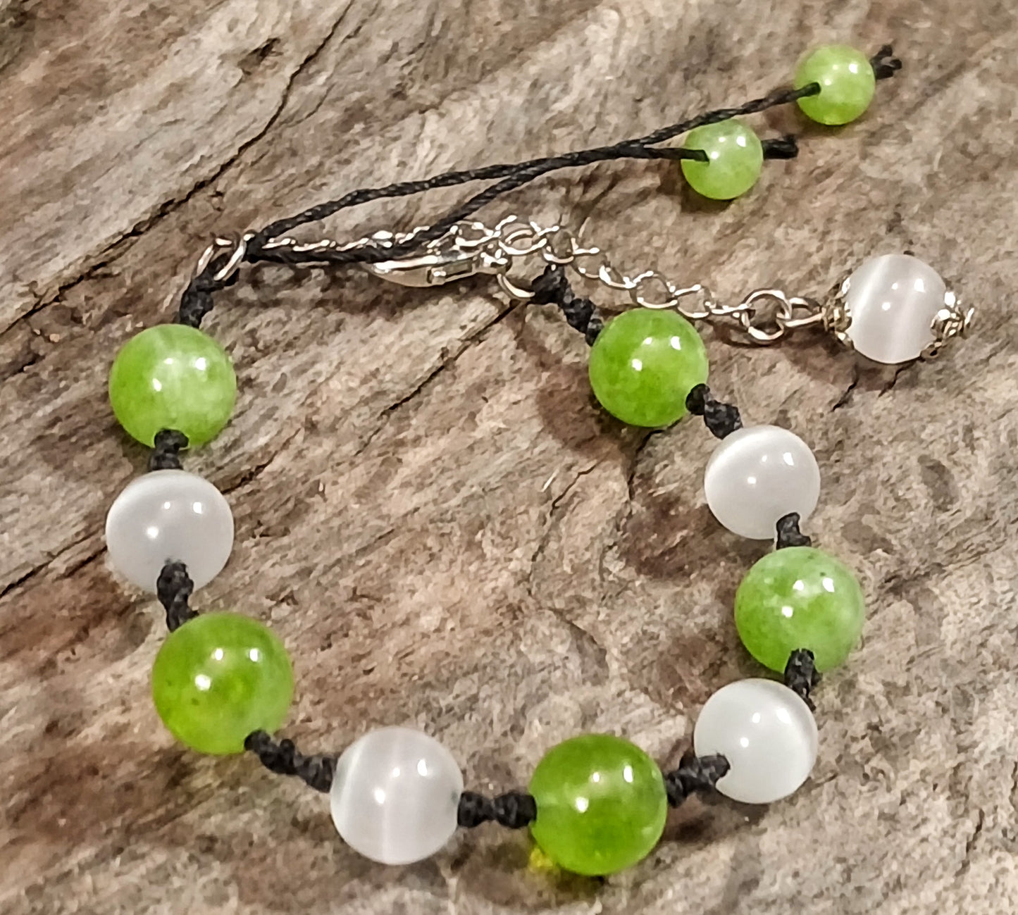 Peridot & Satin Spar