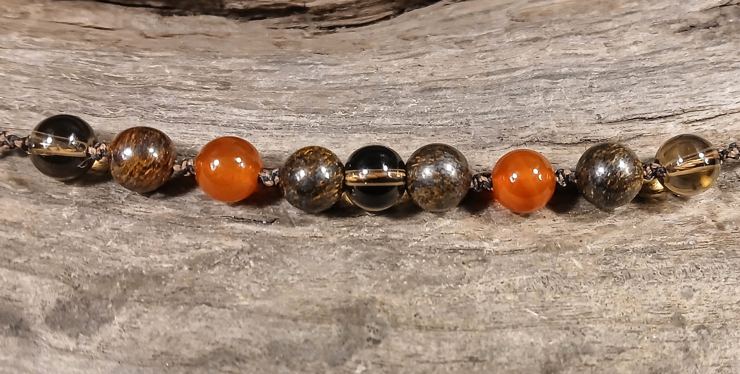 Smokey Quartz, Bronzite & Carnelian