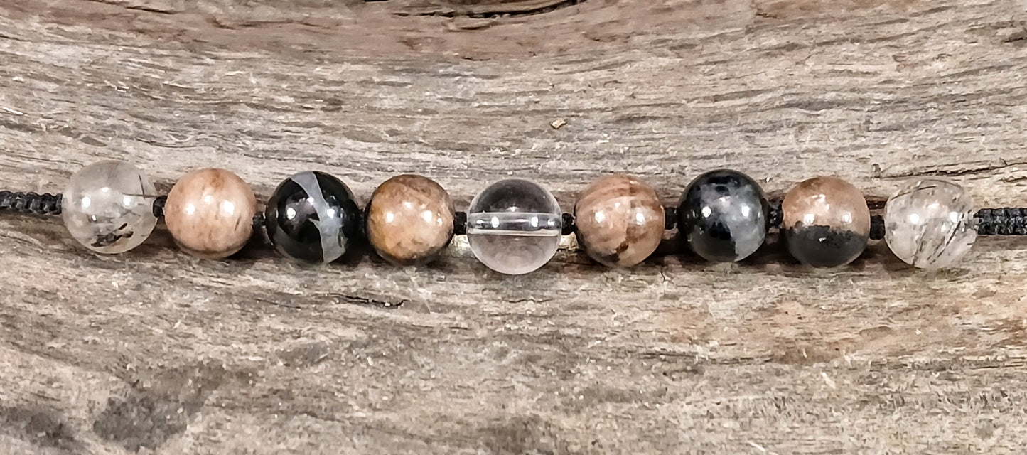 Chiastolite, Black Tormaline with Quartz Inclusions, Tormalated Quartz, Clear Himalayan Quartz & Milky Quartz