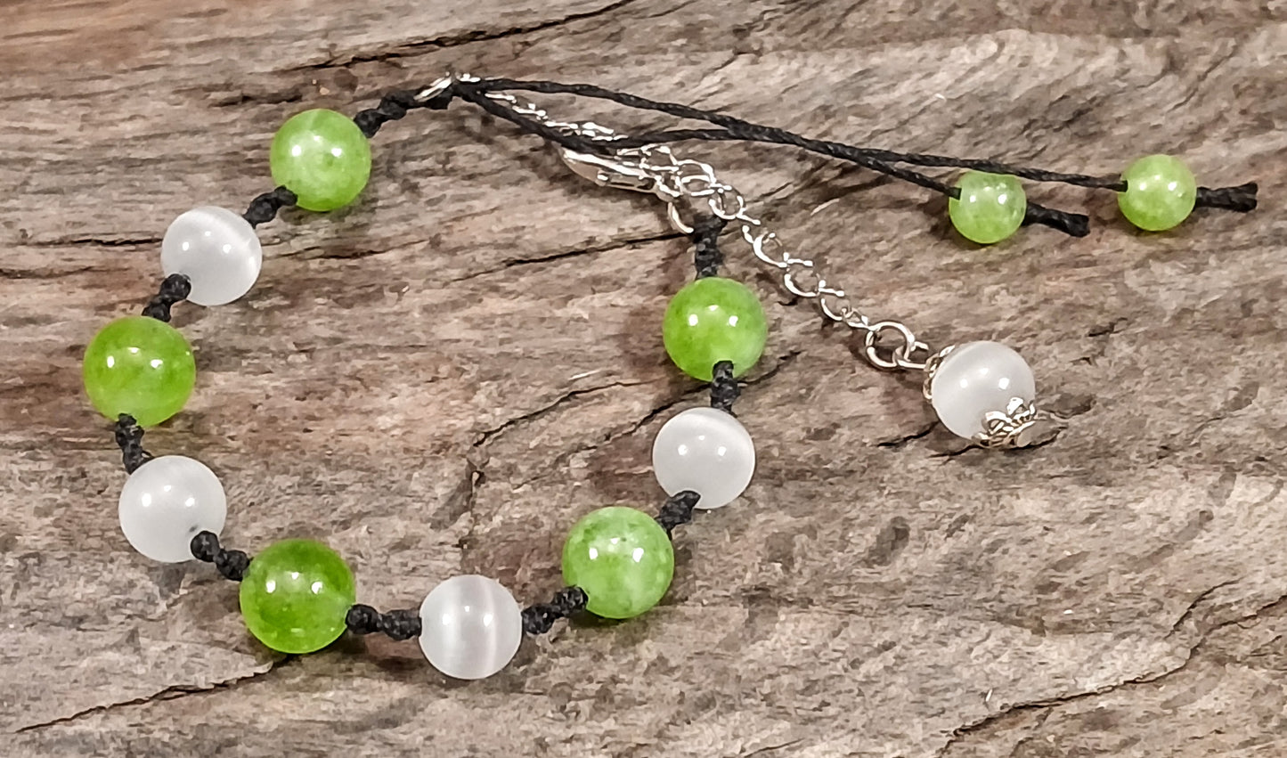 Peridot & Satin Spar