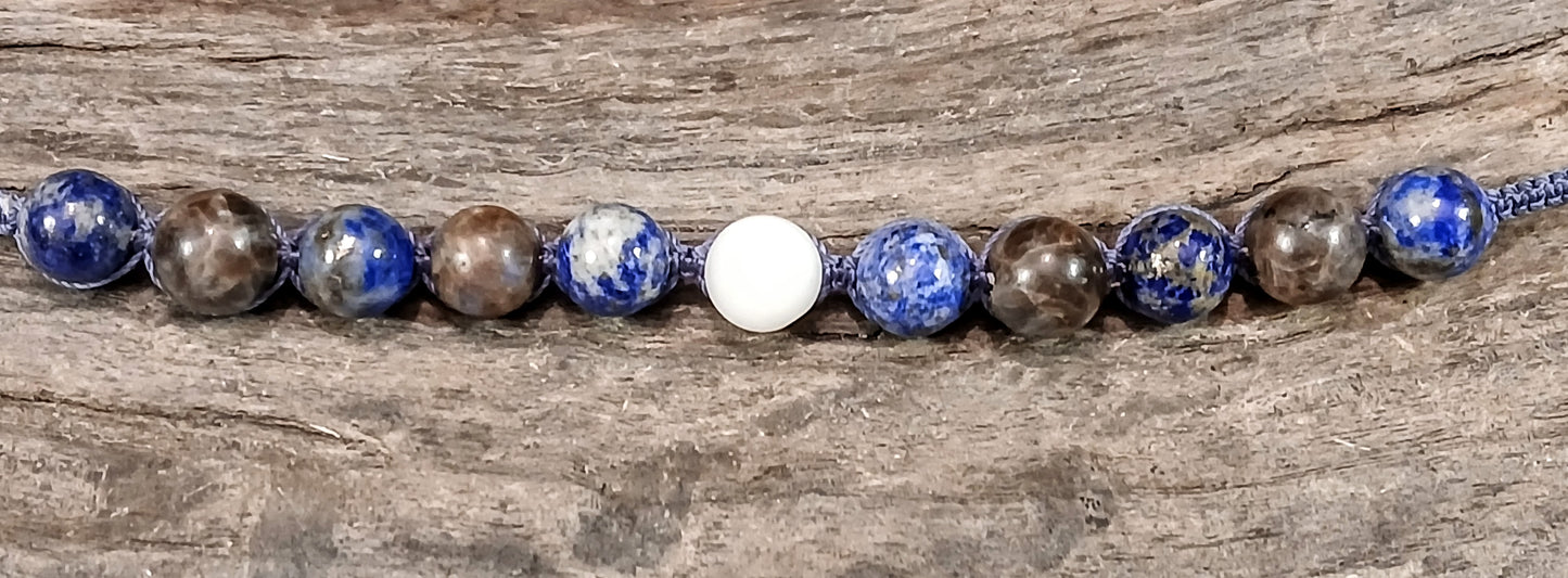 White Moonstone, Lapis Lazuli and Coffee Spectralite