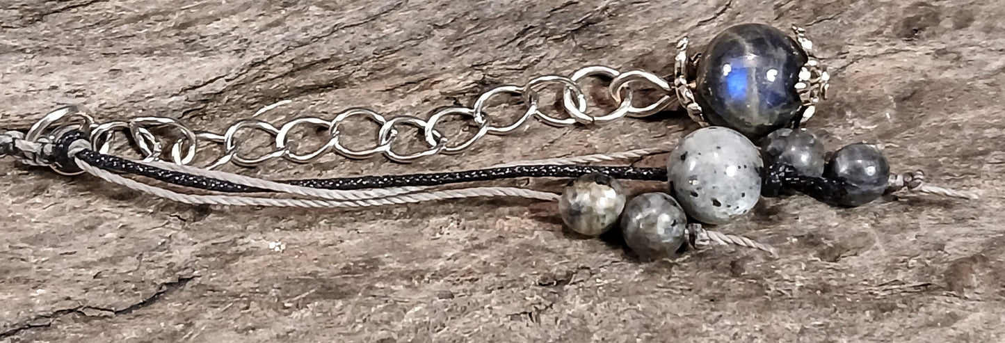 Labradorite, Larvikite and Tormalated Quartz