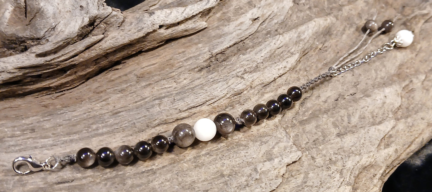 White Moonstone and Silver Sheen Obsidian