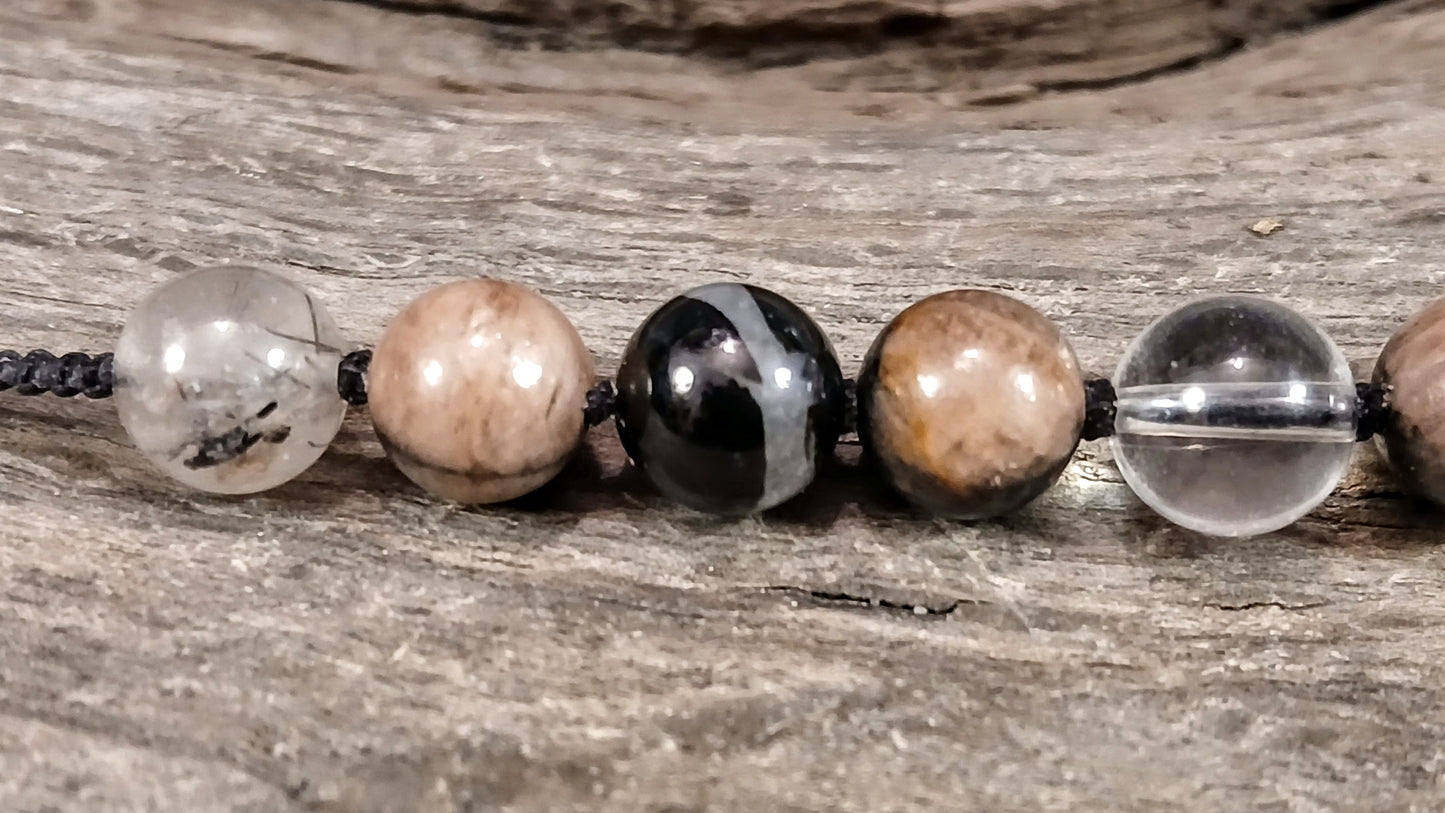 Chiastolite, Black Tormaline with Quartz Inclusions, Tormalated Quartz, Clear Himalayan Quartz & Milky Quartz